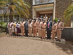 Kenya Scouts Association officials together with County Government leadership pose for a photo after H.E. J. Mandago Investiture